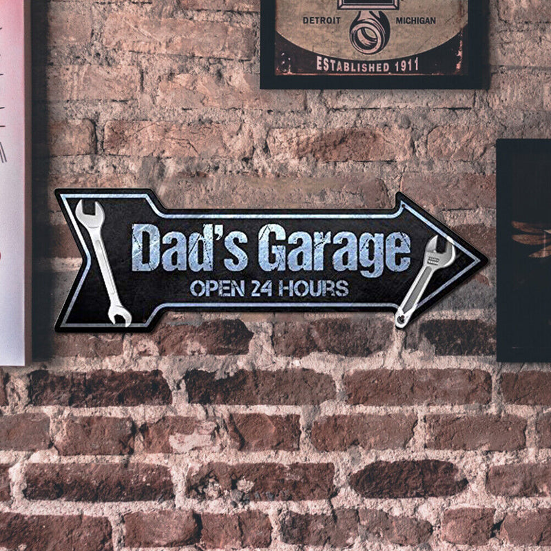 Arrow Shape Dad s Garage Retro Metal Plate Tin Sign for Bar Pub Club Cafe
