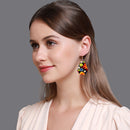 Women Retro Daisy Tear Drop Earrings PU Leather Earrings Holiday Jewelry Newly