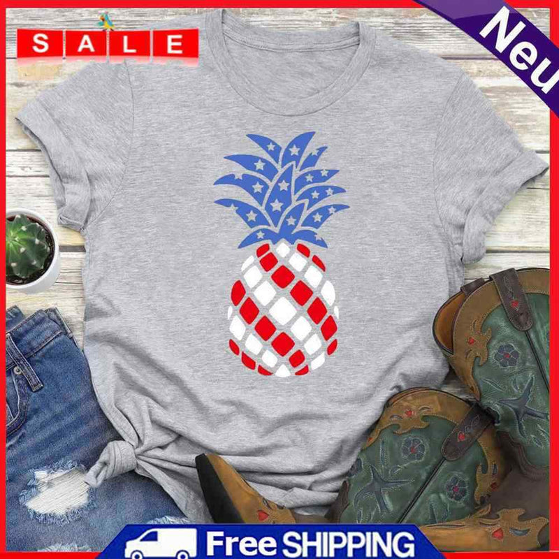 Independence Day Pineapple Tea T-Shirt (Light Grey XXL)