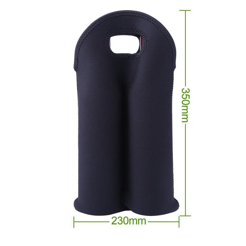 2 Bottles Neoprene Cooler Wine-bottle Bag Protective Cover (Green+Black)