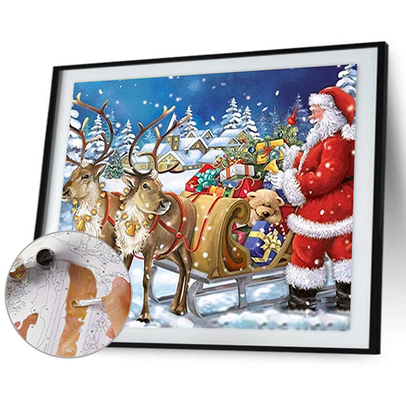 Santa Claus Oil Paint By Number Kits Christmas DIY Home Decoration Gift No Frame