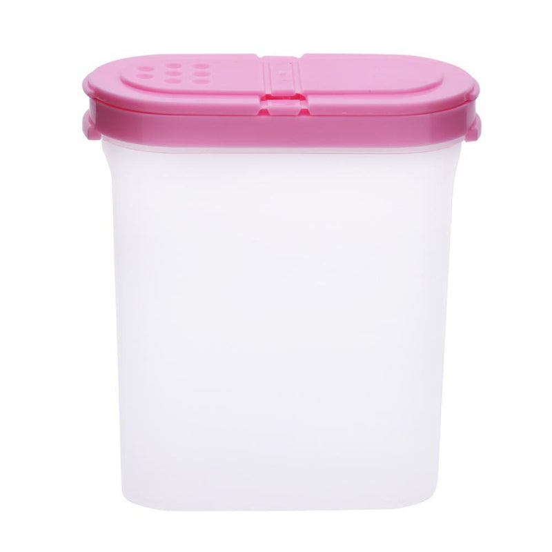 Clear Seasoning Pot Cans Spice Rack 2 Lid Condiment Bottles Box(Pink) Newly
