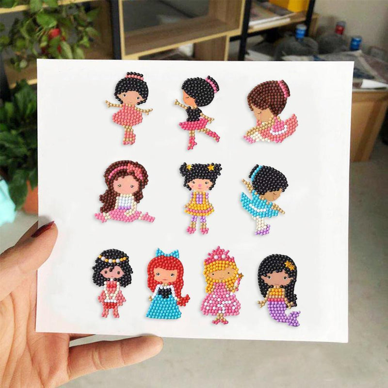Girls Full Drills Round Diamond Painting Embroidery Double Side Stickers Cartoon
