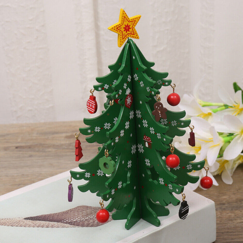 Mini Christmas Tree Decoration Wood Landscaping Craft Home Desktop Ornament