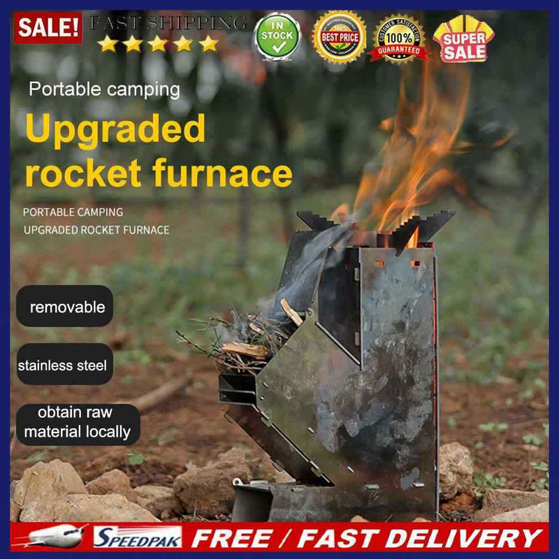 Outdoor Camping Firewood Stove Stainless Steel Picnic BBQ Detachable Furnace