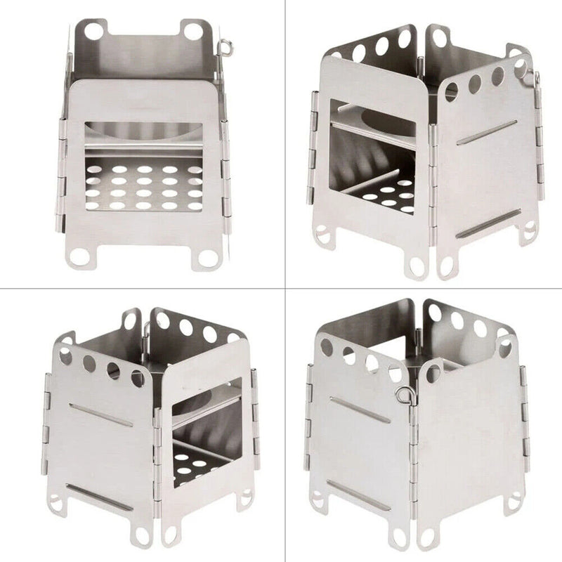 Camping Wood Stove Portable Outdoor Folding Picnic Grill BBQ Cooking Stove Newly