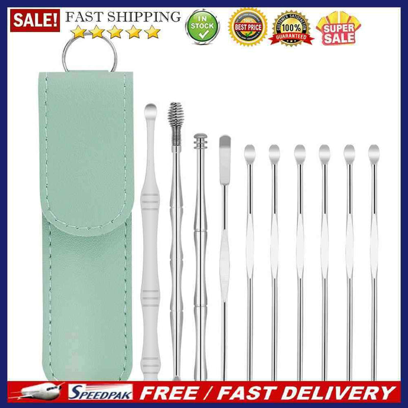 10pcs Portable Stainless Steel Piercing Tool Ear Nerves Massage Pressure Reli