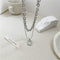 Women Jewelry Square Pendant Double Layer Multilayer Necklace Long Link Chain