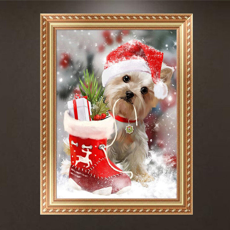 Dog Christmas Xmas 5D Diamond Embroidery Painting Rhinestone Cross Stitch