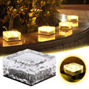 1PC Solar Powered LED Glass Cube Ice Brick Light Outdoor Garden Patio 202!
