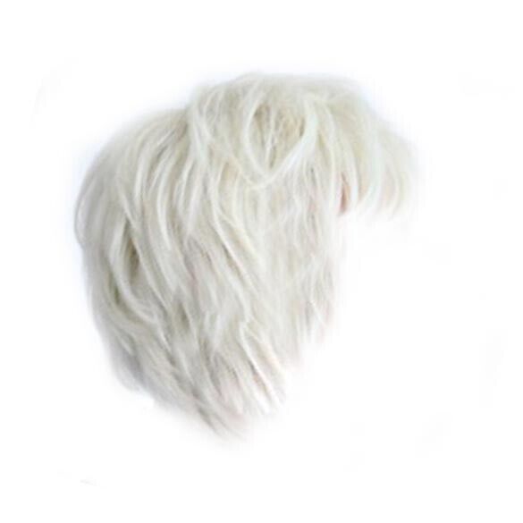 Fashion Man Short Platinum Blonde Rice White Straight Wig