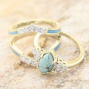 Creative Girls Mother's Day 3 Piece Set Jewelry Diamond Turquoise Ring