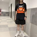 Punk Women Oxford Cloth Vest Bag Street Hip Hop Sport Solid Chest Shoulder Packs