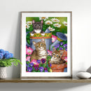 5D Diamond Painting Kit Flowerpot Cat Full Round Drill DIY Wall Art (VY001)