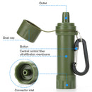 Drinking Water Filter Hiking Survival Water Purifier w/ Straw (Army Green) Newly