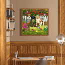 DIY Dog in Garden Rhinestone Picture Mosaic 5D Full Round Drill Diamond Pai