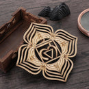 Wooden Wall Sign Slice Wood Base Meditation Energy Flower Of Life Energy Mat