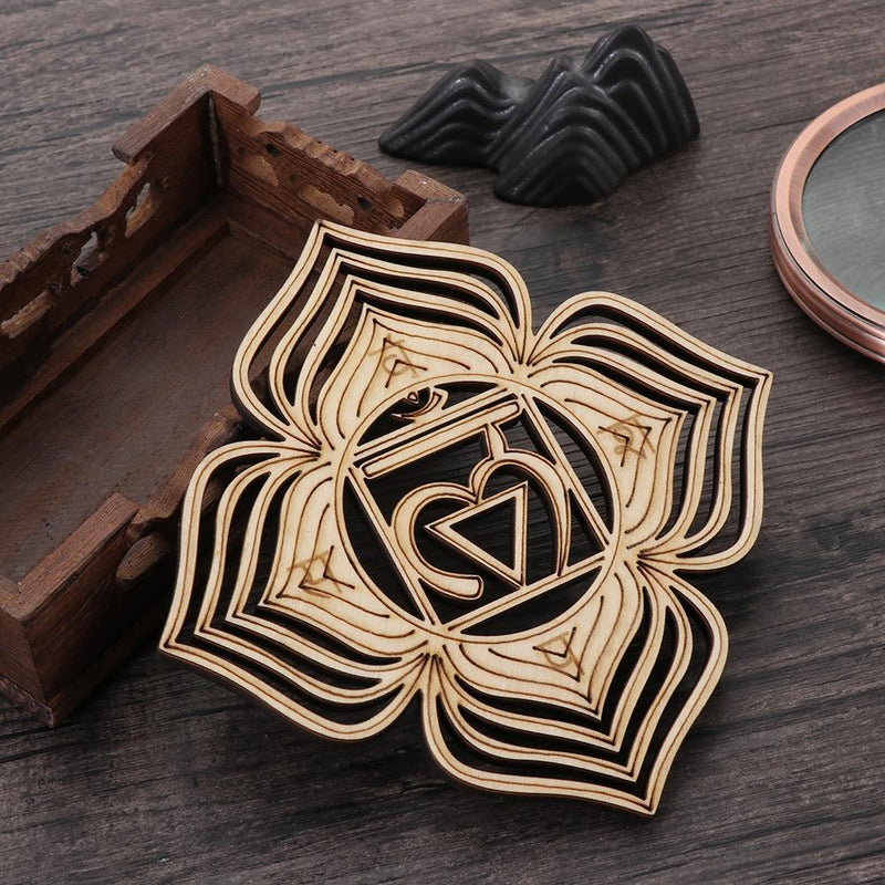 Wooden Wall Sign Slice Wood Base Meditation Energy Flower Of Life Energy Mat
