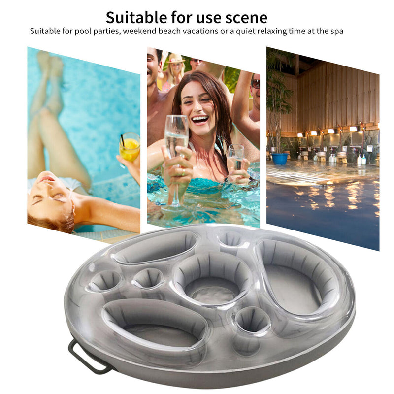 Inflatable Drink Holder Water Floating Beer Beverage Cup Saucer Snack Tray