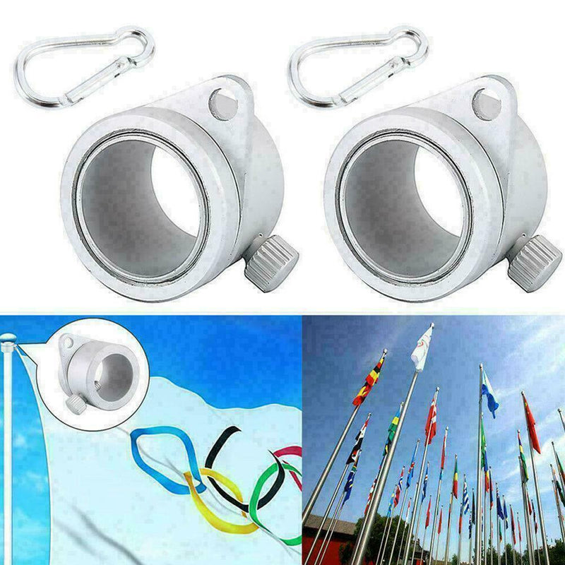 2* Alloy Metal Flag Pole Flagpole Rotating Rings Clip B4E2 Grommet Anti I7J Y8L9