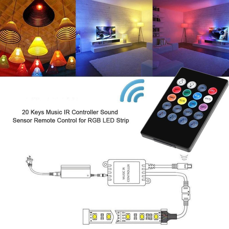 20 Keys Music IR Controller Sound Sensor Remote Control for RGB LED Strip Newly
