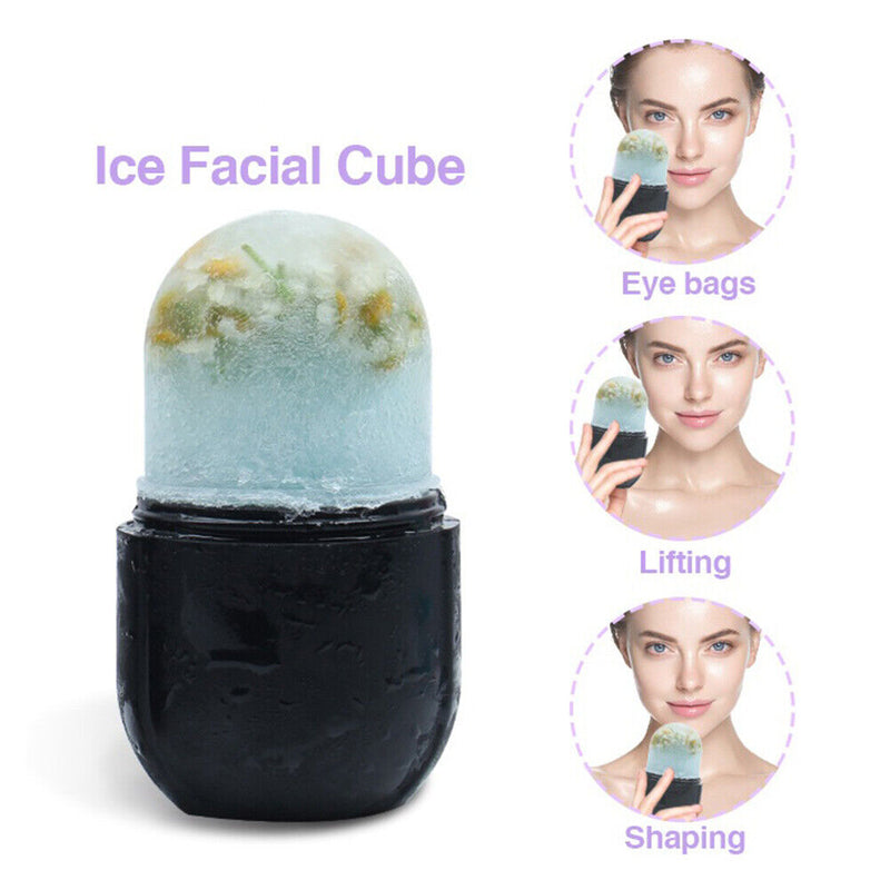 Reusable Silicone Ice Cube Gua Sha Massager Molds Shrink Pores Tool (Black)