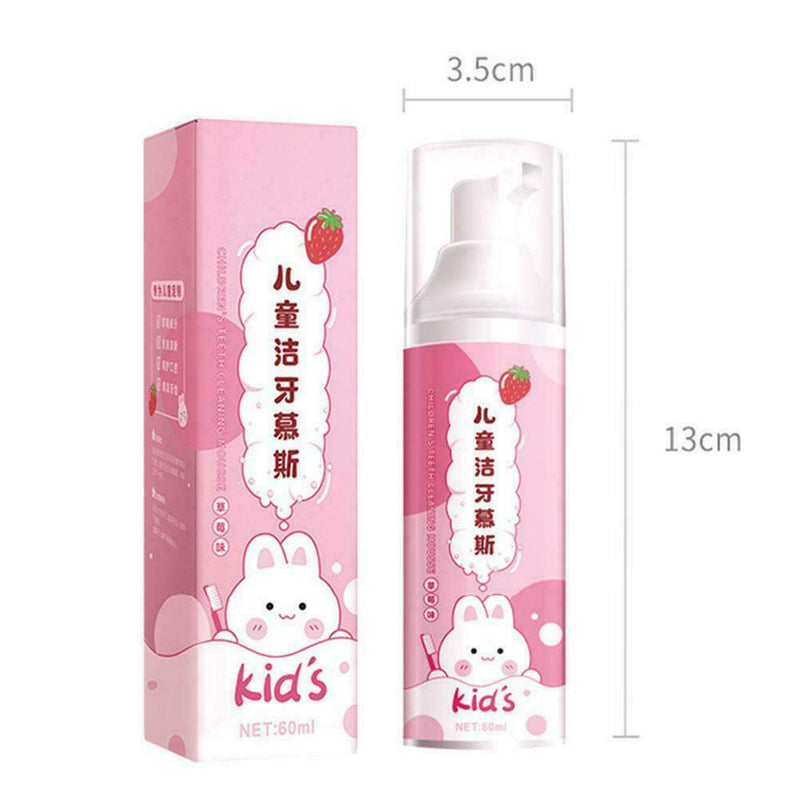 Kid's Foam Toothpaste No Fluorine Strawberry Flavor Teeth 60Ml Mousse H8L7