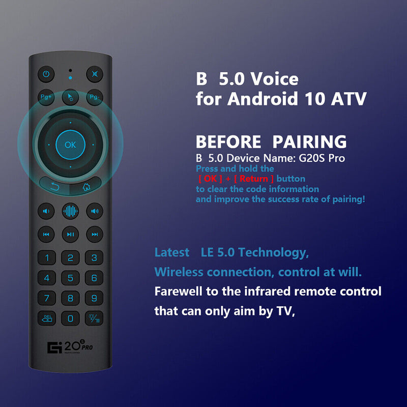 G20BTS PLUS Smart Voice Remote Control 2.4G RF Air Mouse Wireless for TV Box