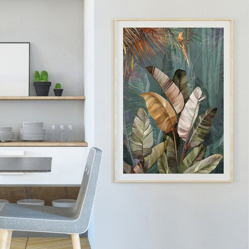 Forest Plantain Leaves Oil Paint By Number Kit DIY Home Decoration Gift Wal