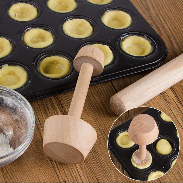 Eggtart Mold Double Side Wooden Egg Tart Tamper Cake Tools Pastry Pusher