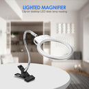 Magnifier Clip-on Lighted Table Desk LED Clamp Lamp 2x 5x Magnifying Glass Newly