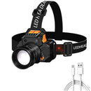 Camping USB Rechargeable Head Torch Fishing Light LED Headlamp Zoom Headlight