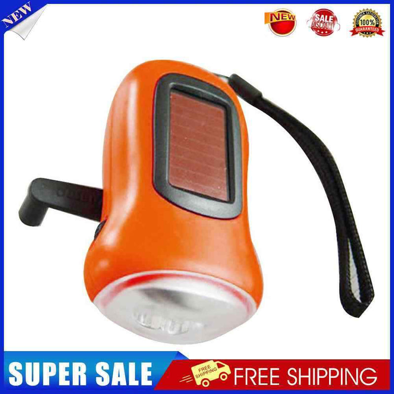 Hand Crank Solar Dynamo Torch Lamp Outdoor Emergency LED Flashlight (orange