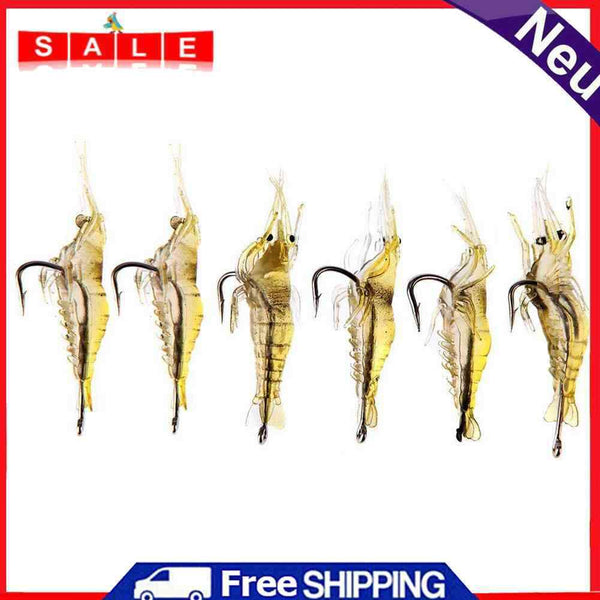 10x6pcs shrimp simulation soft shrimp bait hook tackle fishing bait bait bait