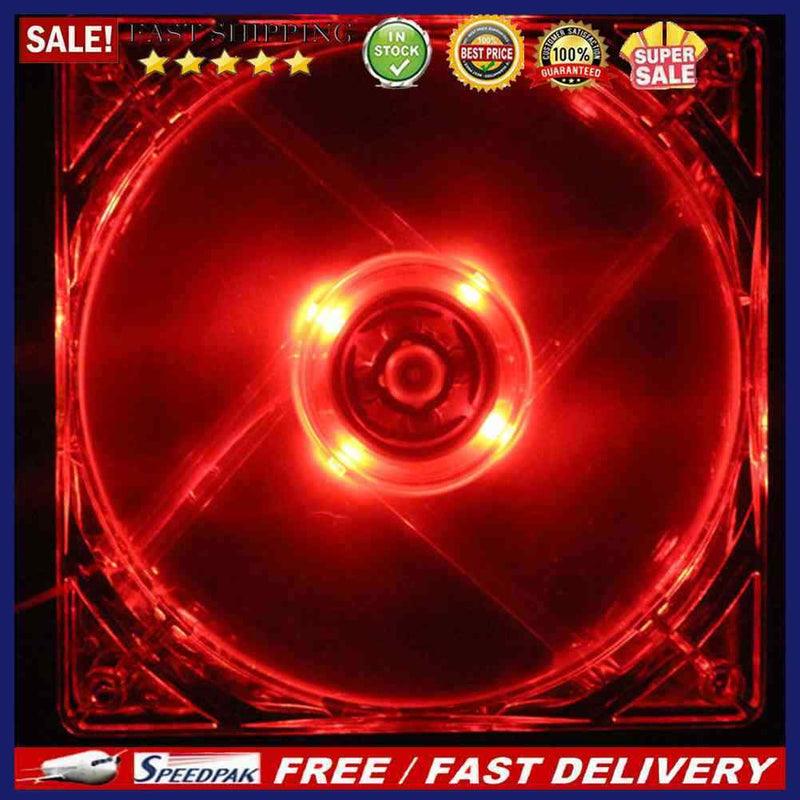 LED Light CPU Cooling Fan Computer PC Clear Case Quad 12CM Heatsink Red
