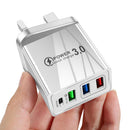 3 USB Fast Charger 3.1A PD Type-C Wall Power Adapter for Phone (White UK)