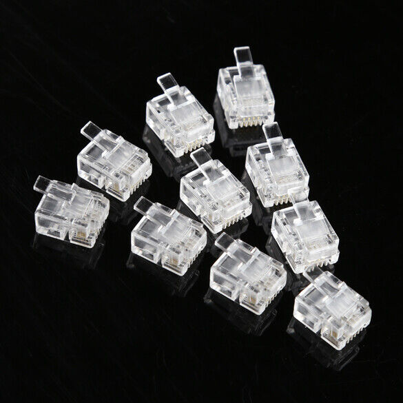 100X 4 Pin RJ11 RJ-11 6P4C Modular Telephone Phone Crystal Plug Connector