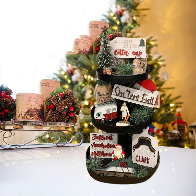 Farmhouse Tiered Tray Decor Set Wooden Rustic Mini Signs Decorations for Kitchen