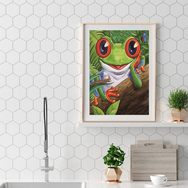 DIY Animal Frog Acrylic Drawing Oil Paint Kit by Numbers Coded Picture Kids