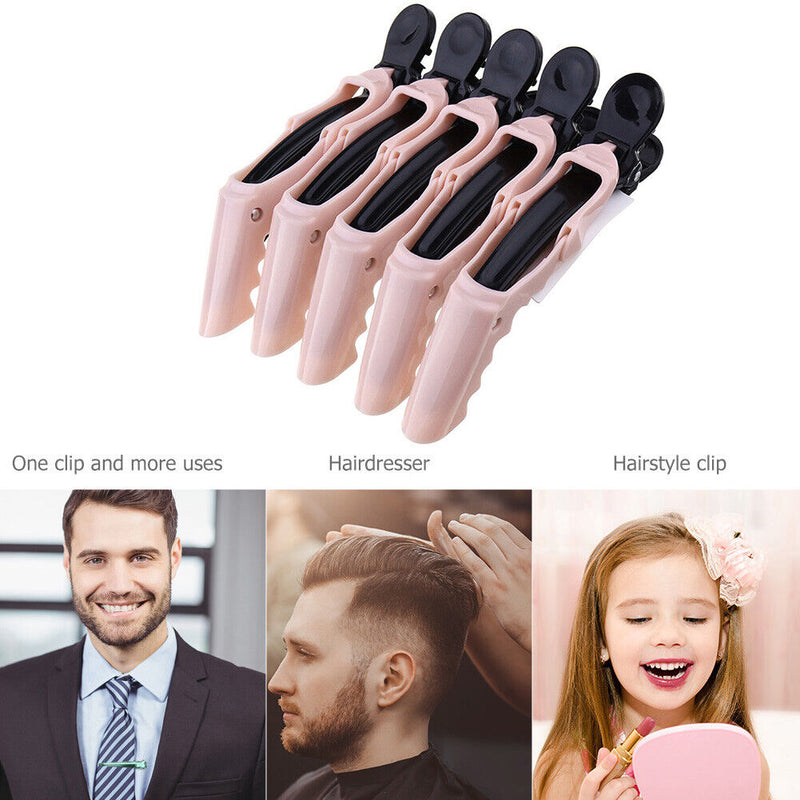 5pcs Sectioning Hair Clamps Alligator Clips Hair Grip Hairpin (Black Pink) Newly