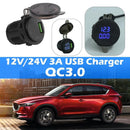 3A QC 3.0 USB Car Charger Power Socket Adapter for Motorcycle Boat (Blue) Newly