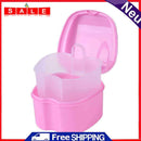 Dental False Teeth Storage Box with Hanging Net Container Organizer (Pink)