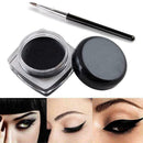 Black Waterproof Black Eye Liner Eyeliner Shadow Gel Cosmetic +Brush Makeup H9P2