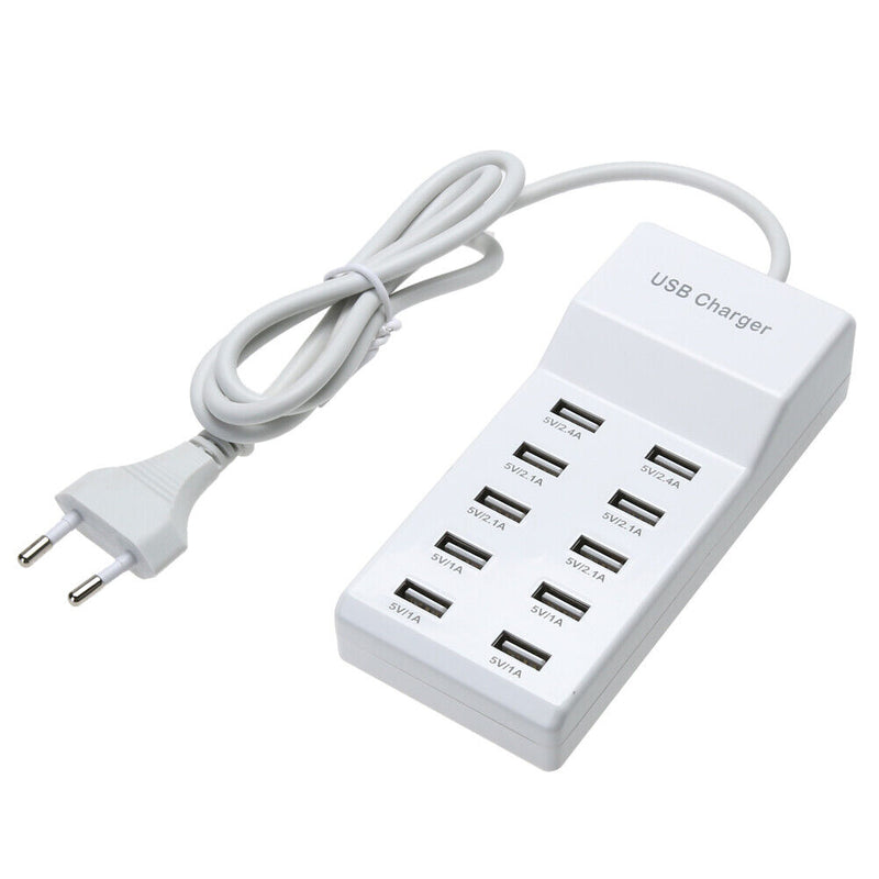 10 Port USB Home Travel Wall AC Charger Fast Charge Power Strip Adapter