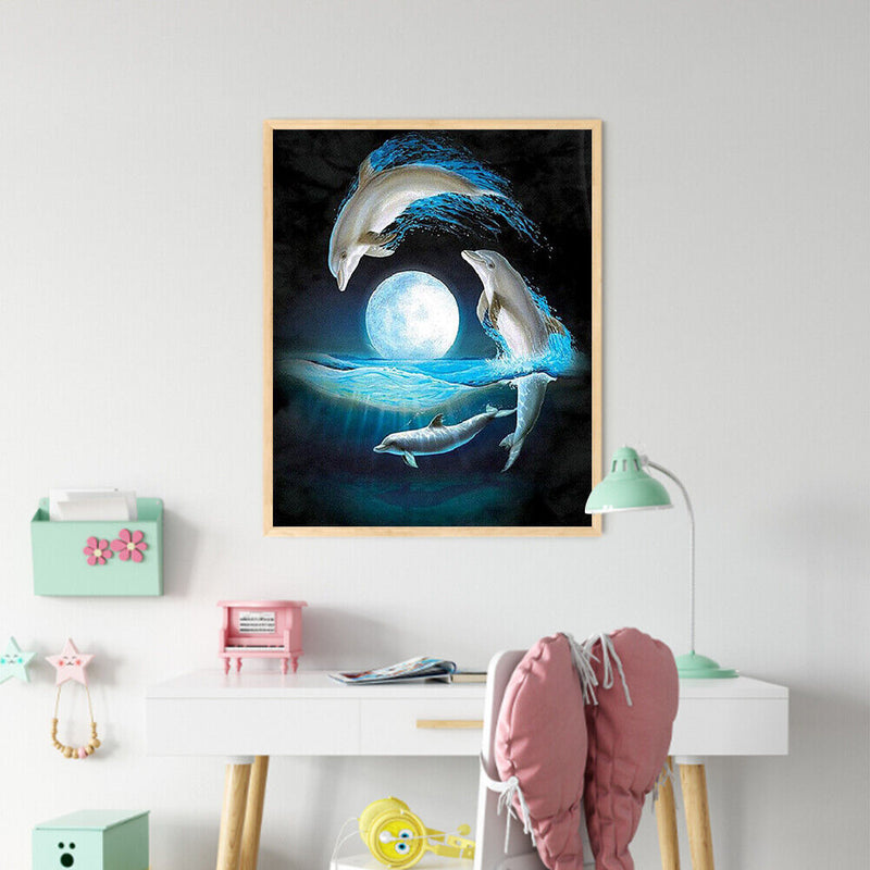 Dolphin Oil Paint By Numbers Kit DIY Frameless Drawing Picture for Adults D