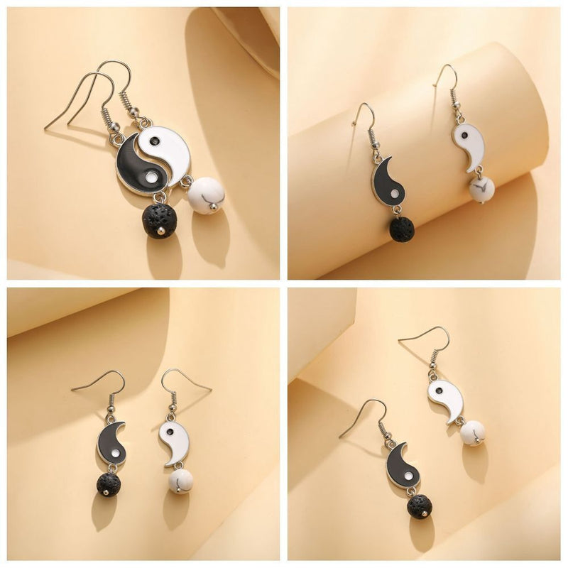 Drop Stud Earrings Asymmetry Dangle Earrings Gossip Yin Yang Tai Chi Earrings