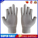 3 Fingers Cut Fishing Gloves Anti-Slip Sunscreen Angling Gloves (Gray)