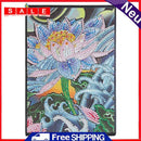 DIY Lotus Special Shaped Diamond Painting 50 Pages A5 Notebook Sketchbook Crafts