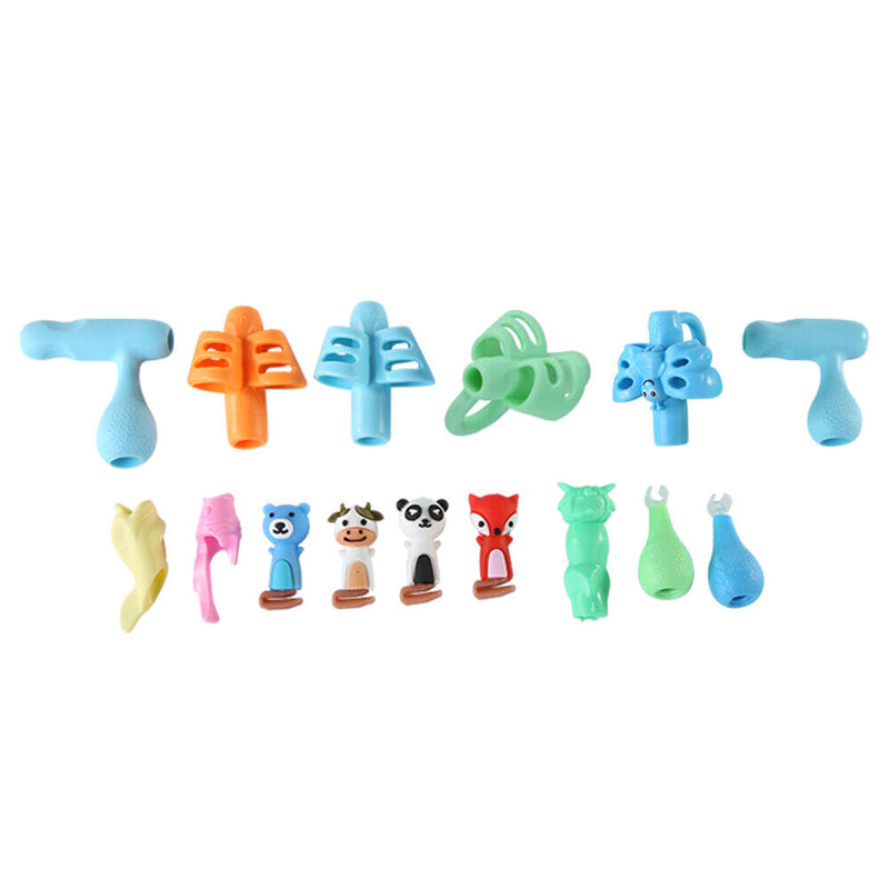 Kids Writing Pencil Holder Rubber Children Pen Aid Grip Tools Set (Red) Newly