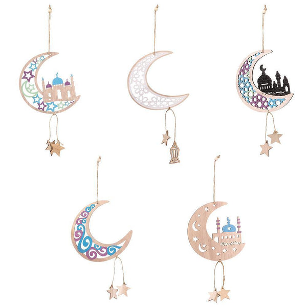 Wooden Kareem Eid Hanging Pendant DIY Craft Home Decorations Mubarak Ornament